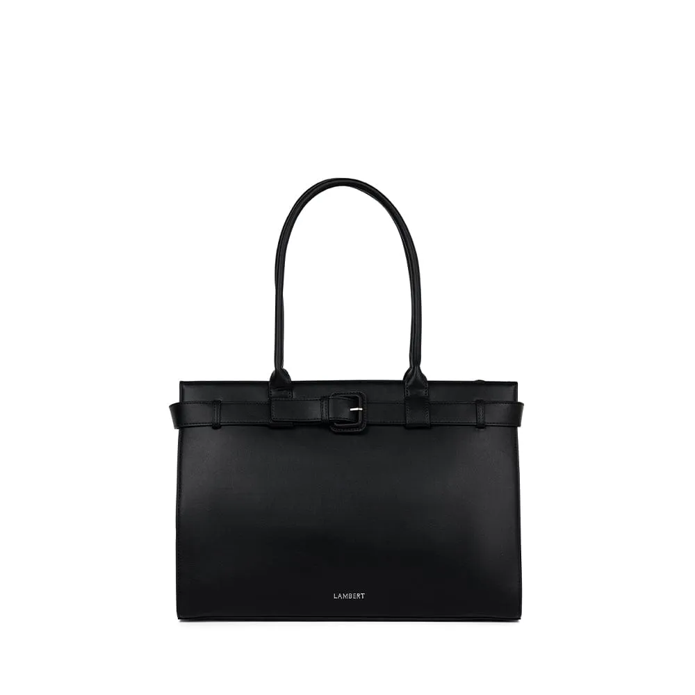 The Odelia – Black Vegan Leather Tote Bag sold by Lambert