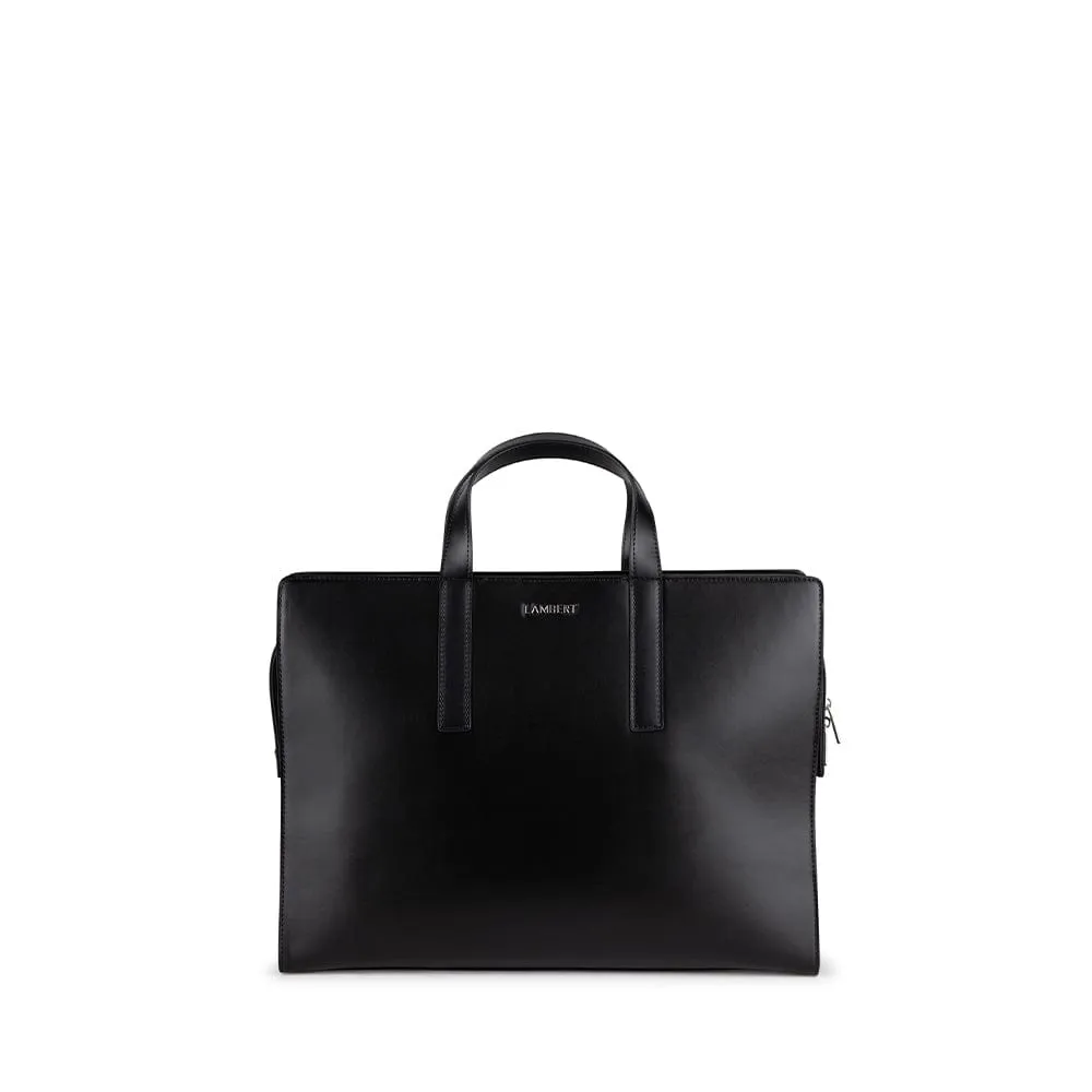 The Helia - 2-in-1 Black Vegan Leather Briefcase sold by Lambert
