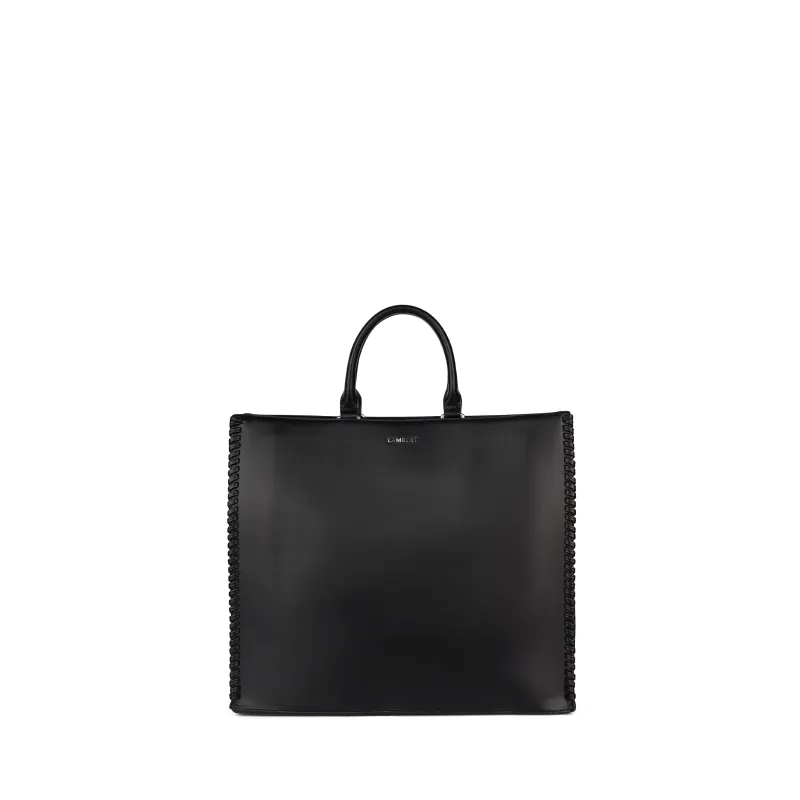 The Eloise – 2-in-1 Black Vegan Leather Tote Bag made by Lambert