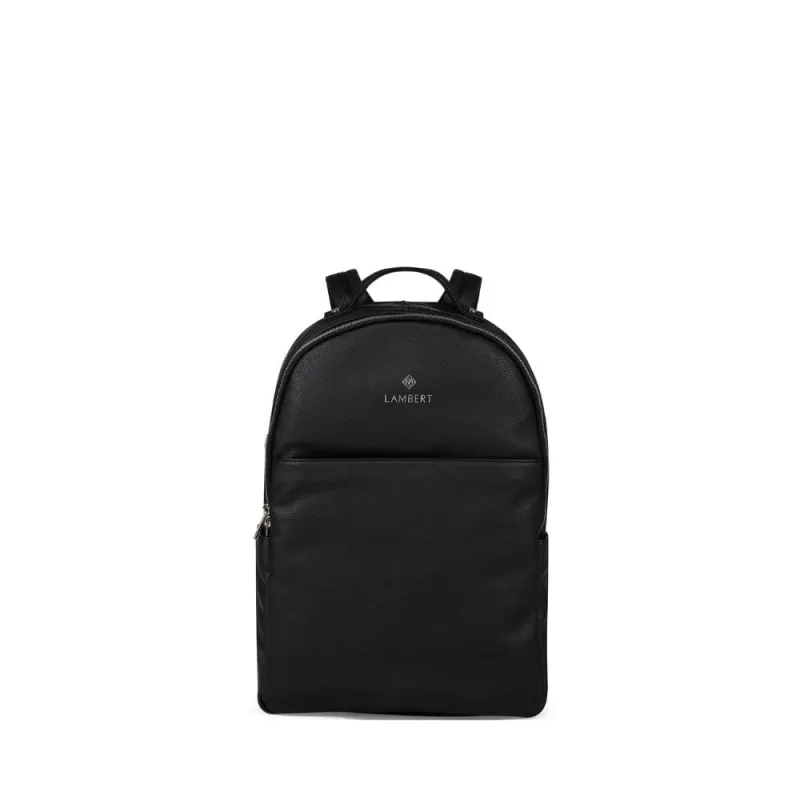 The Charles - Black Vegan Leather Backpack made by Lambert