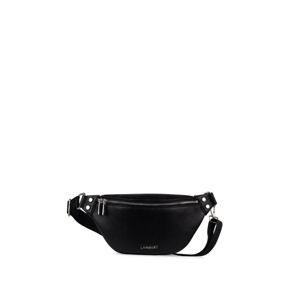 The Sarah - Black Vegan Leather Belt Bag sold by Lambert
