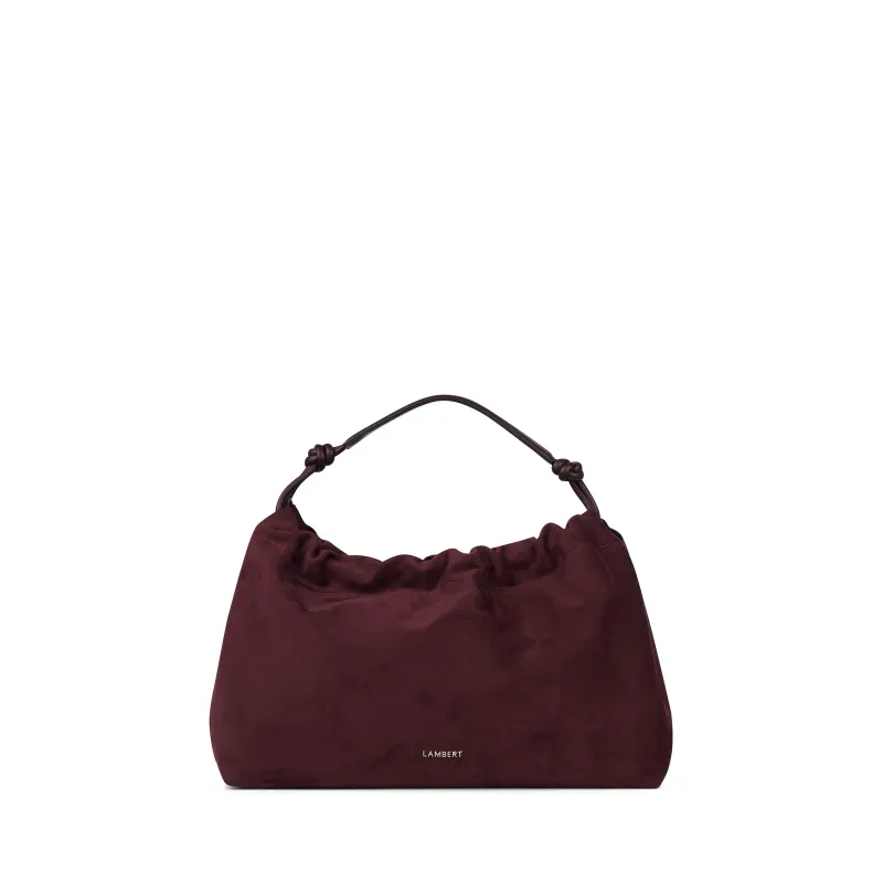 The Lara – Mahogany Vegan Suede Shoulder Bag made by Lambert