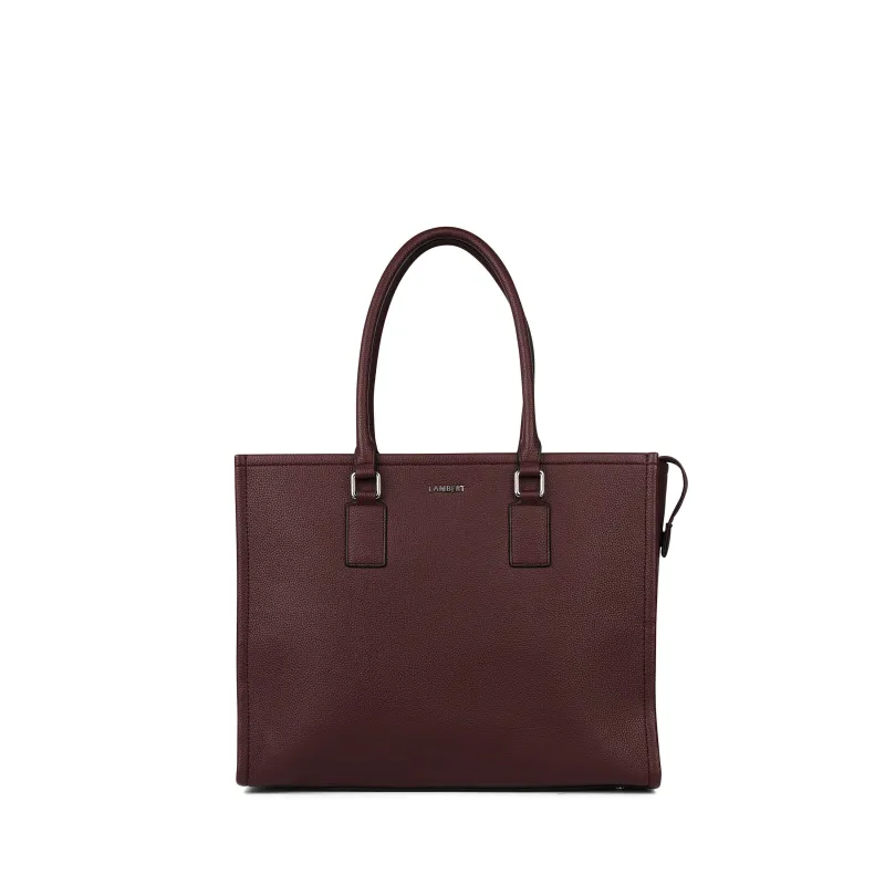 The Valentina – 2-in-1 Vegan Leather Tote in Mahogany made by Lambert