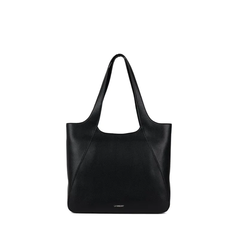 The Stacey – Black Vegan Leather Tote Bag made by Lambert