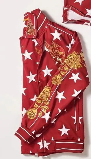 Men’s Reason Brand Red Star Dragon Gold Trim Track Jacket sold by Unleashed Streetwear
