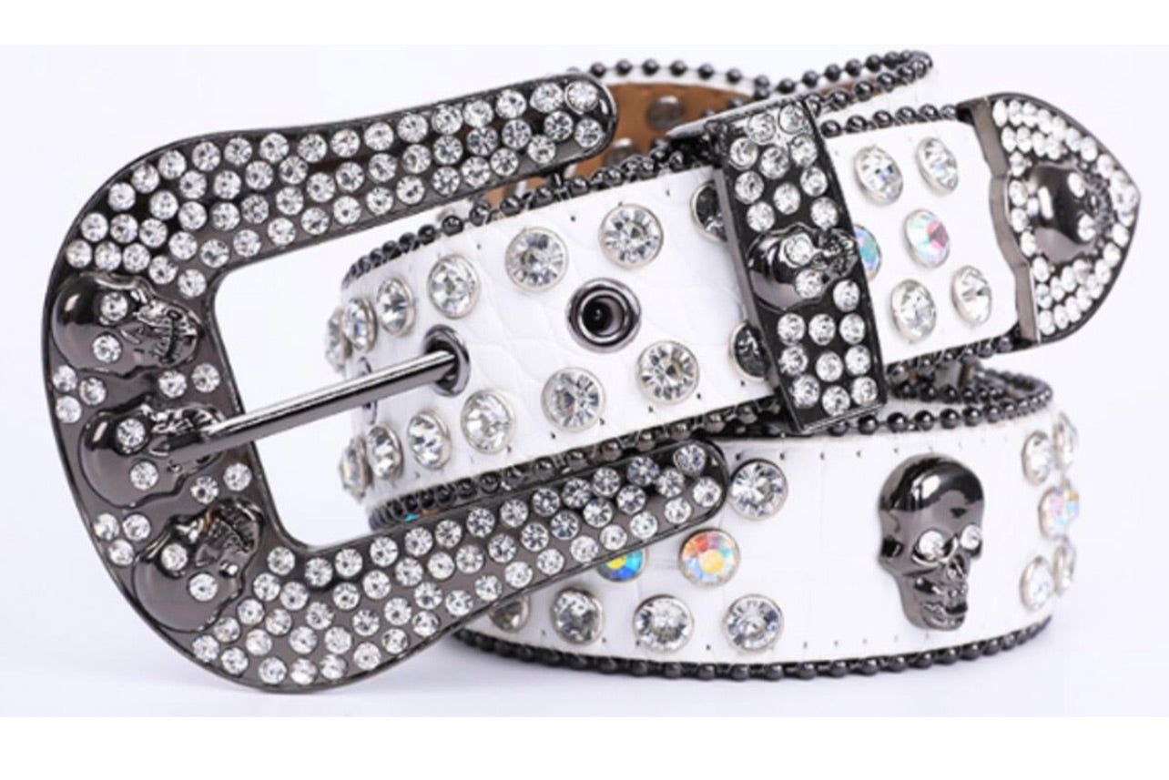 Men’s Fashion Rhinestone Skull Skeleton Belts sold by Unleashed Streetwear