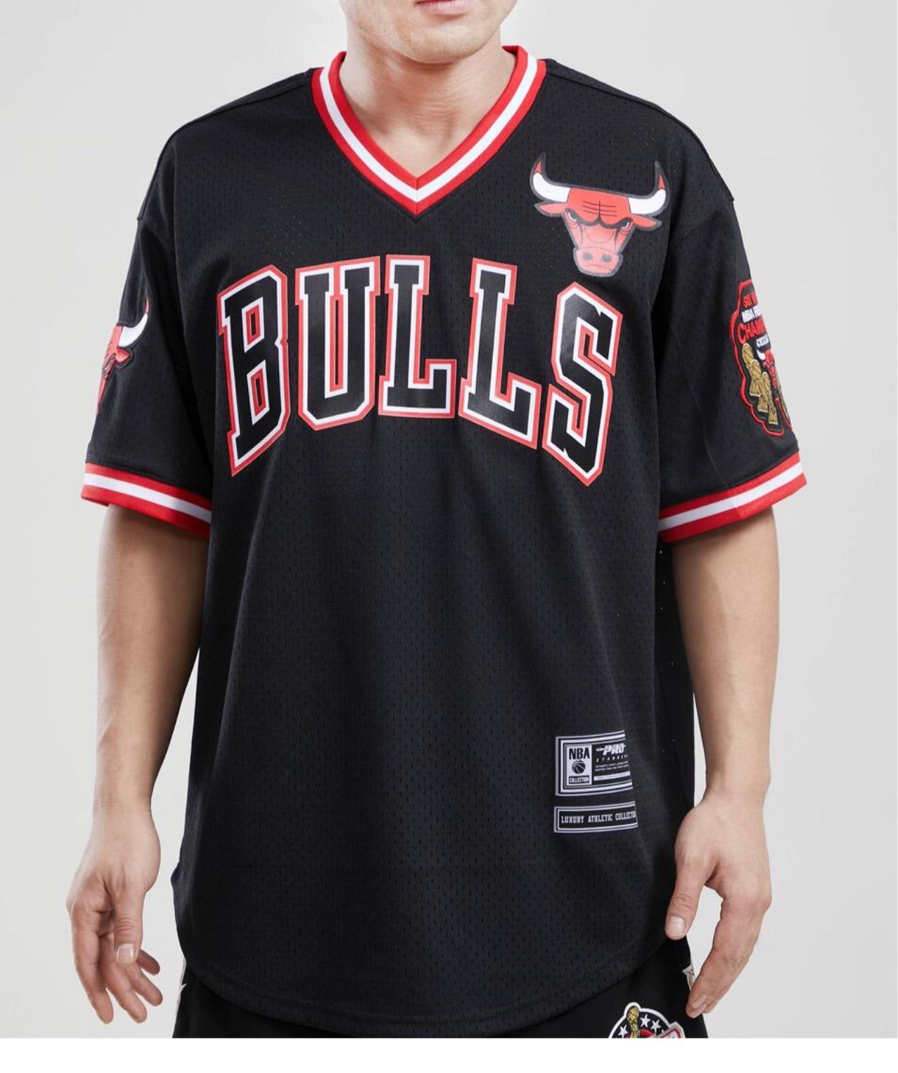 Pro Standard Mens Chicago Bulls Black White Red Mesh Jersey sold by Unleashed Streetwear