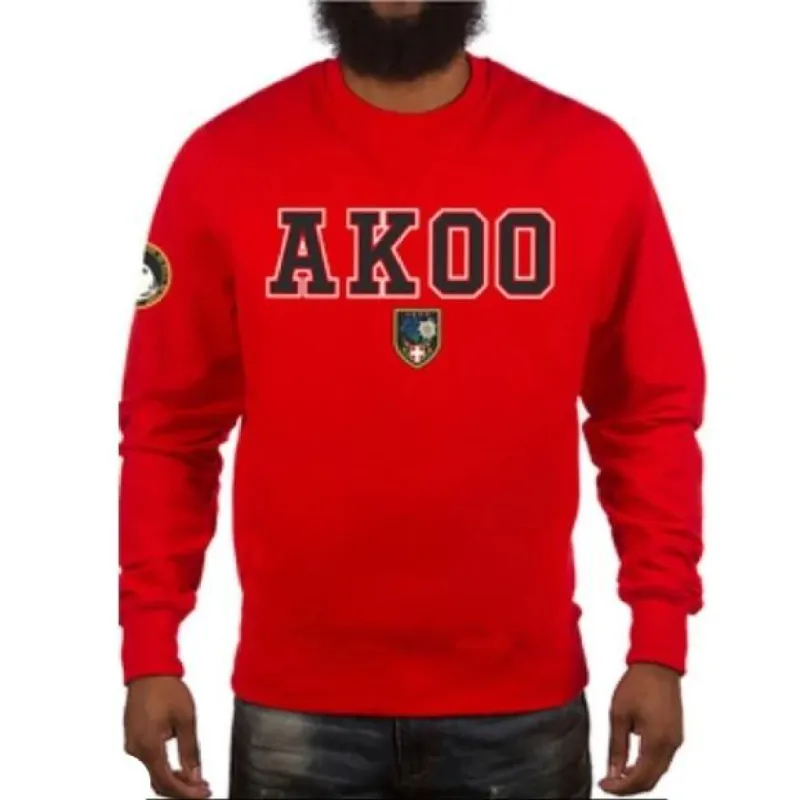 Men’s Akoo Red Crew Neck Embroidered Sweater Sweatshirt sold by Unleashed Streetwear
