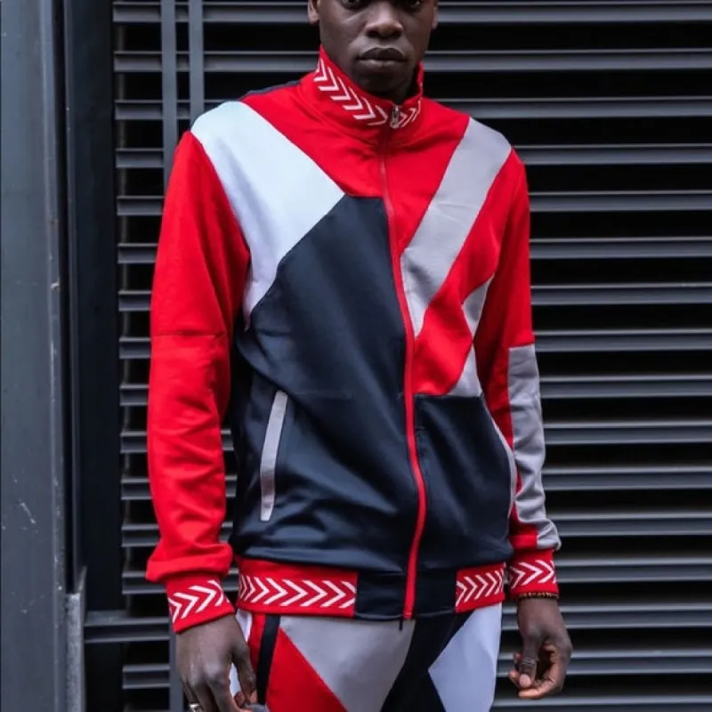 Reaason Red Colorblock Two Piece Tracksuit Set sold by Unleashed Streetwear