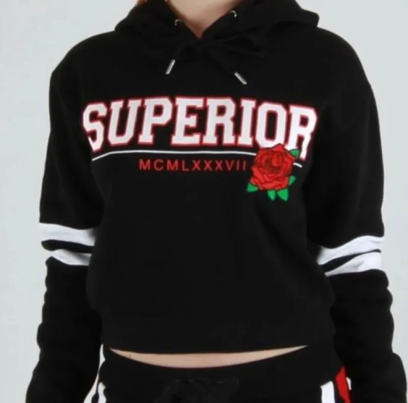 Women’s Black Red White Stripe Hoodie Hooded Sweatshirt sold by Unleashed Streetwear