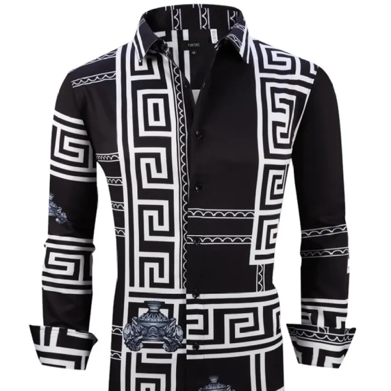 Italian Designer Men's Long Sleeve Button Up Dress Shirt made by Unleashed Streetwear