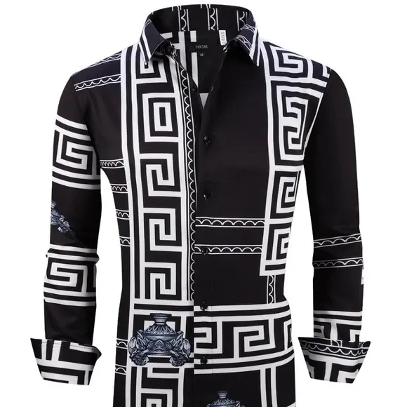 Italian Designer Men's Long Sleeve Button Up Dress Shirt sold by Unleashed Streetwear