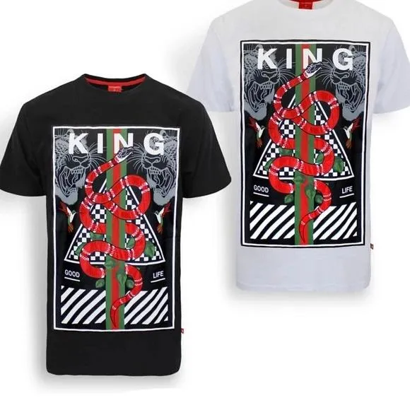 Victorious Men's Designer Snake Print T-Shirt sold by Unleashed Streetwear