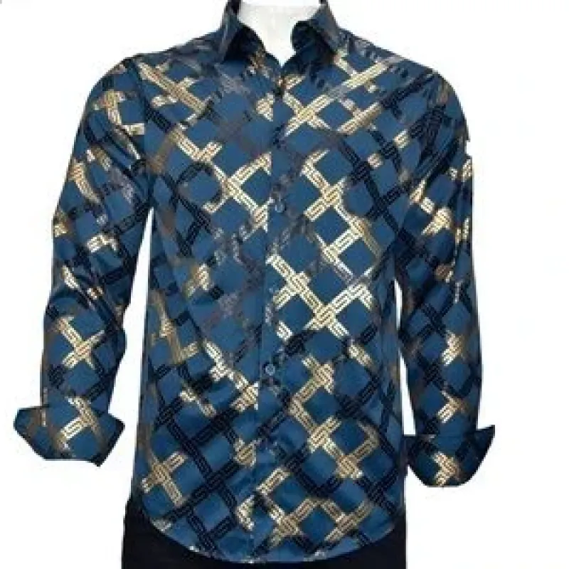 Italian Designer Men's Long Sleeve Button Up Dress Shirt made by Unleashed Streetwear