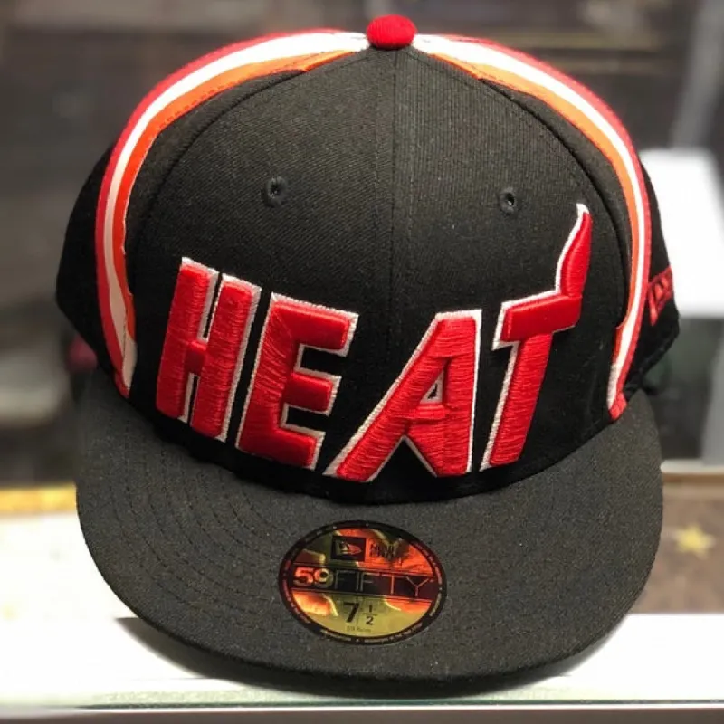 New era 7 1/2 Miami Heats Hat Black Fitted sold by Unleashed Streetwear