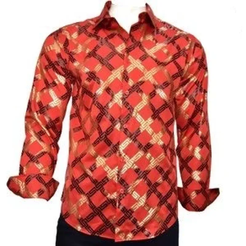 Italian Designer Men's Long Sleeve Button Up Dress Shirt made by Unleashed Streetwear