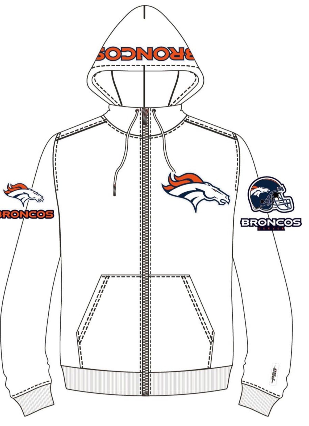 Pro Standard Mens Denver Broncos White Zip Up Hoodie sold by Unleashed Streetwear