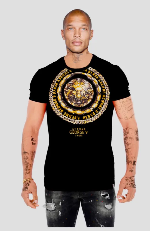 George V Black Gold Designer Men’s Tee Shirt sold by Unleashed Streetwear