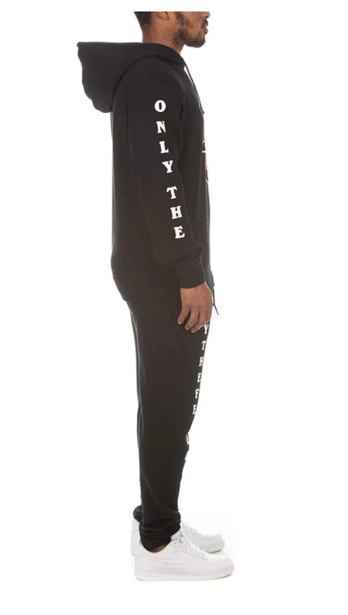 Akoo Men’s Black Hooded Sweater Sweatsuit 2 Piece Set sold by Unleashed Streetwear product image thumbnail 2