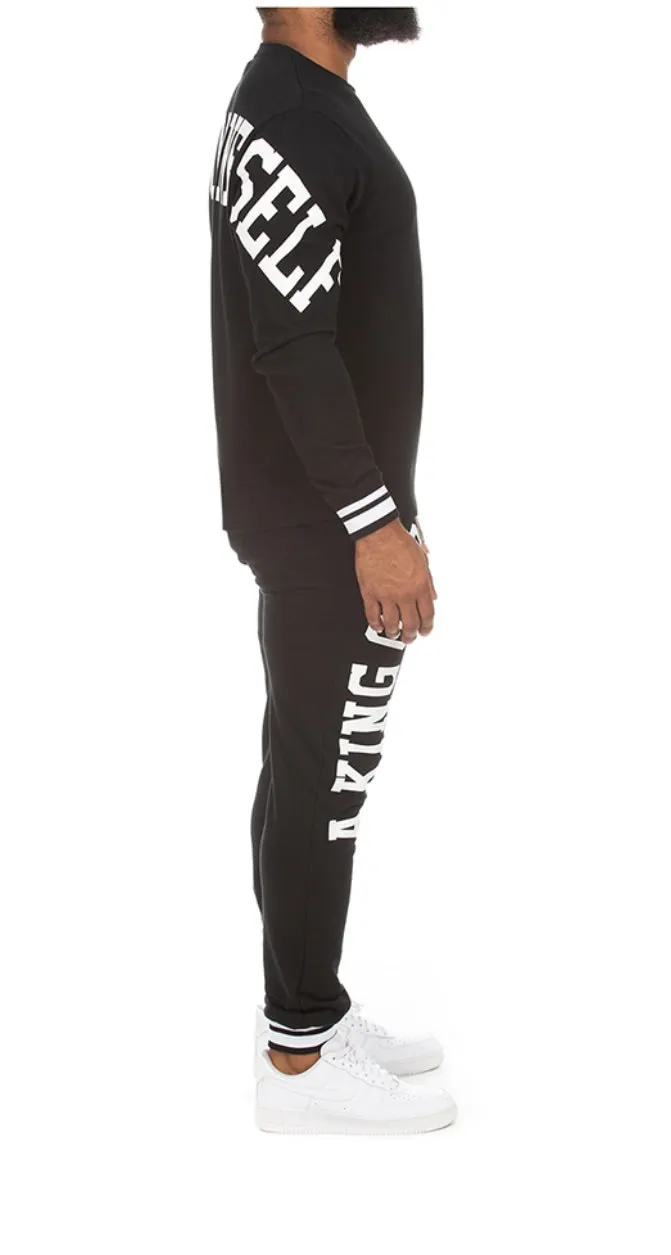 Akoo Men’s Black Crew Sweater Sweatsuit 2 Piece Set sold by Unleashed Streetwear product image thumbnail 4