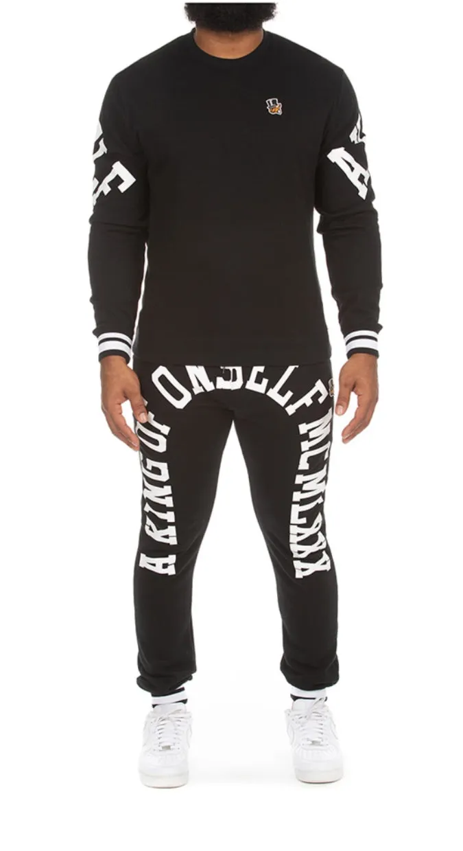 Akoo Men’s Black Crew Sweater Sweatsuit 2 Piece Set sold by Unleashed Streetwear