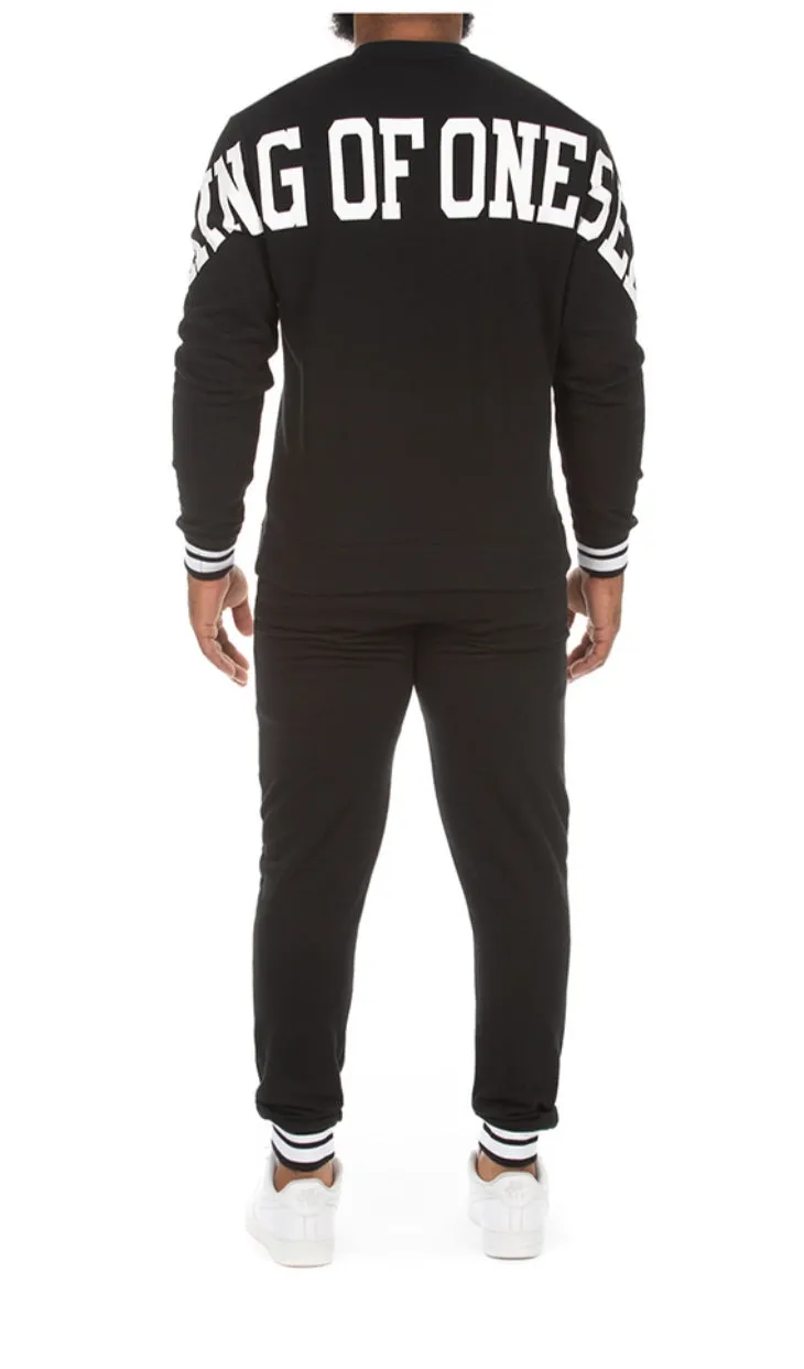 Akoo Men’s Black Crew Sweater Sweatsuit 2 Piece Set sold by Unleashed Streetwear product image thumbnail 3