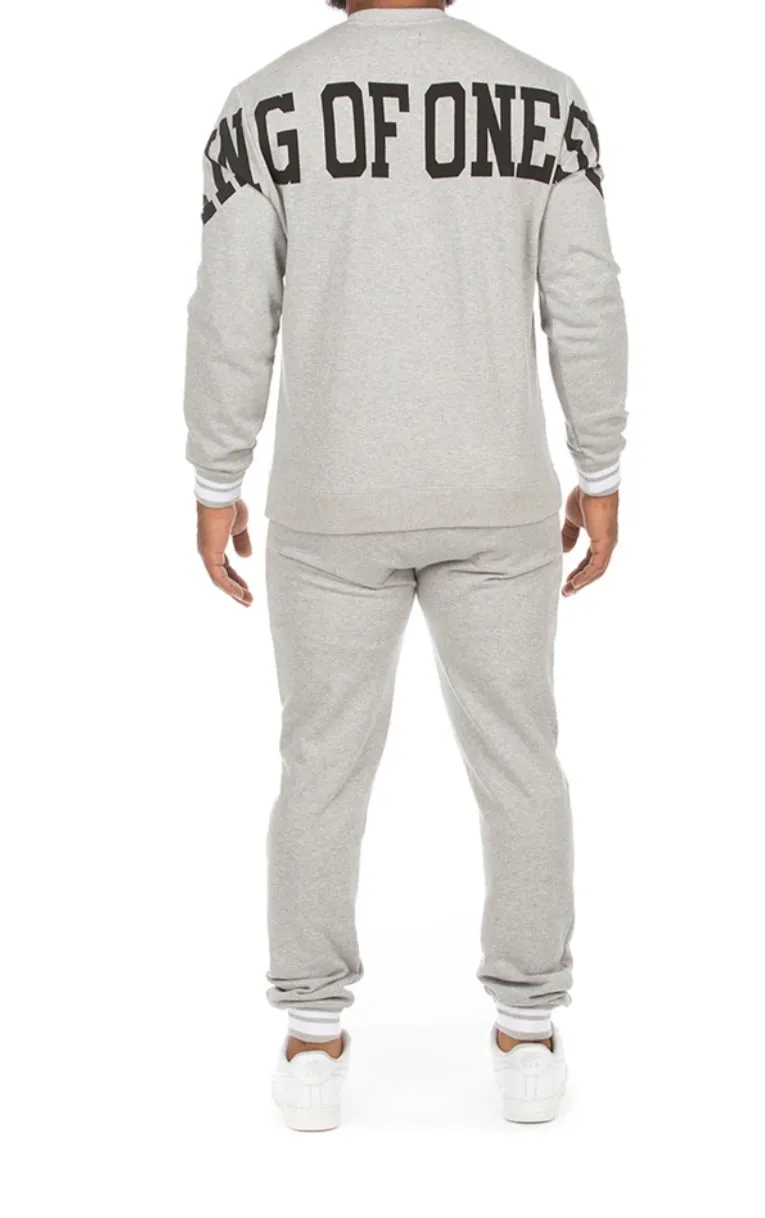 Akoo Men’s Grey Crew Sweater Sweatsuit 2 Piece Set sold by Unleashed Streetwear product image thumbnail 4