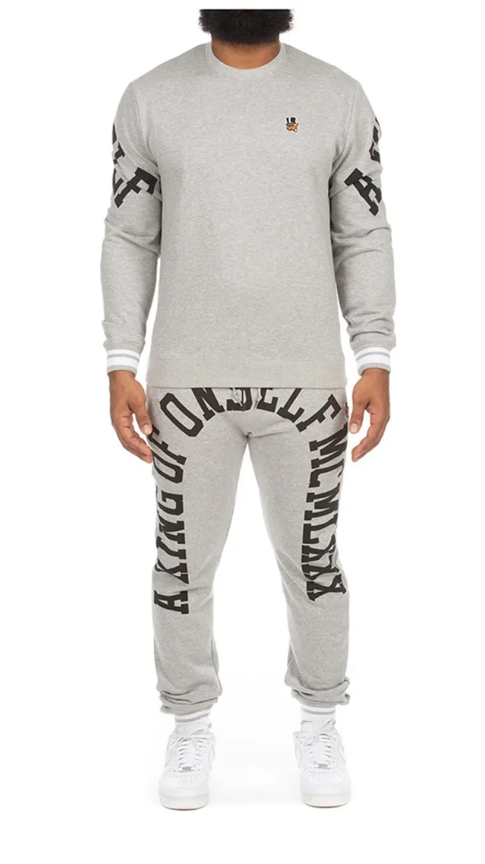 Akoo Men’s Grey Crew Sweater Sweatsuit 2 Piece Set sold by Unleashed Streetwear