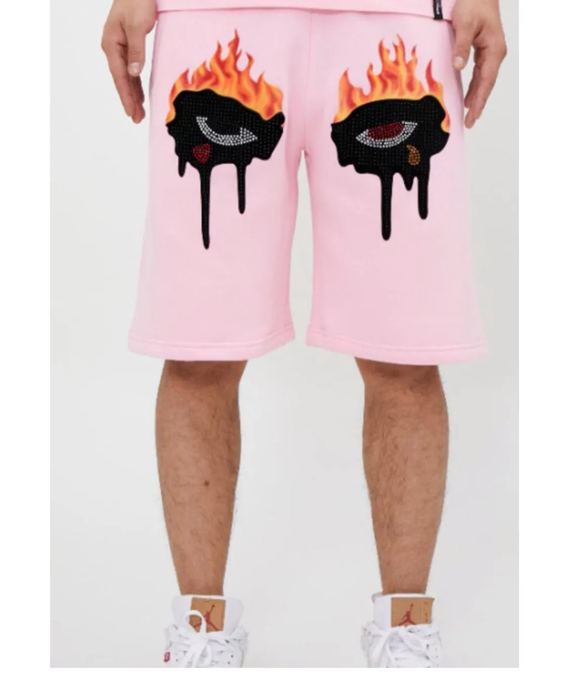 Roku Men’s Pink 2 Piece Rhinestone Shorts Set sold by Unleashed Streetwear product image thumbnail 2