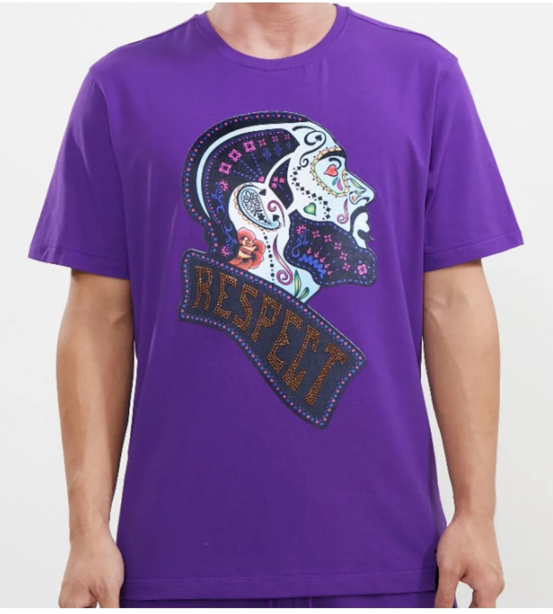 Roku Men’s Nipsey Hussle Rhinestone Purple Tee Shirt sold by Unleashed Streetwear