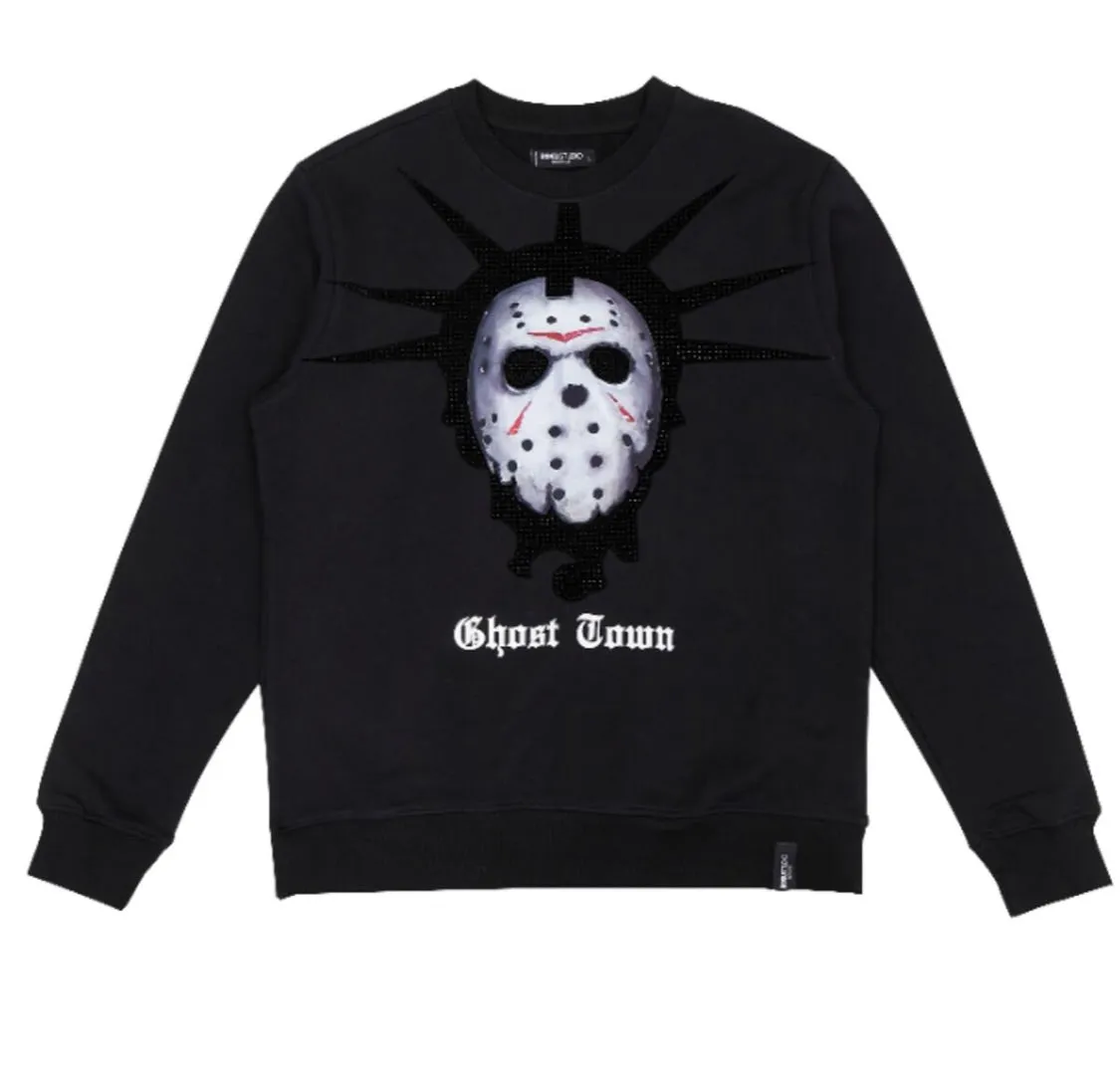 Roku Men’s Black Rhinestone Crew Sweatshirt Shirt sold by Unleashed Streetwear product image thumbnail 3