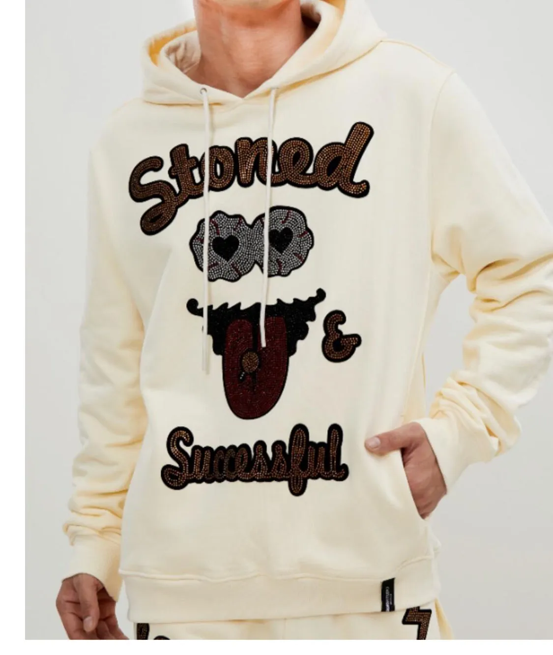 Roku Men’s Rhinestone Hoodie Hooded Sweatshirt Shirt sold by Unleashed Streetwear