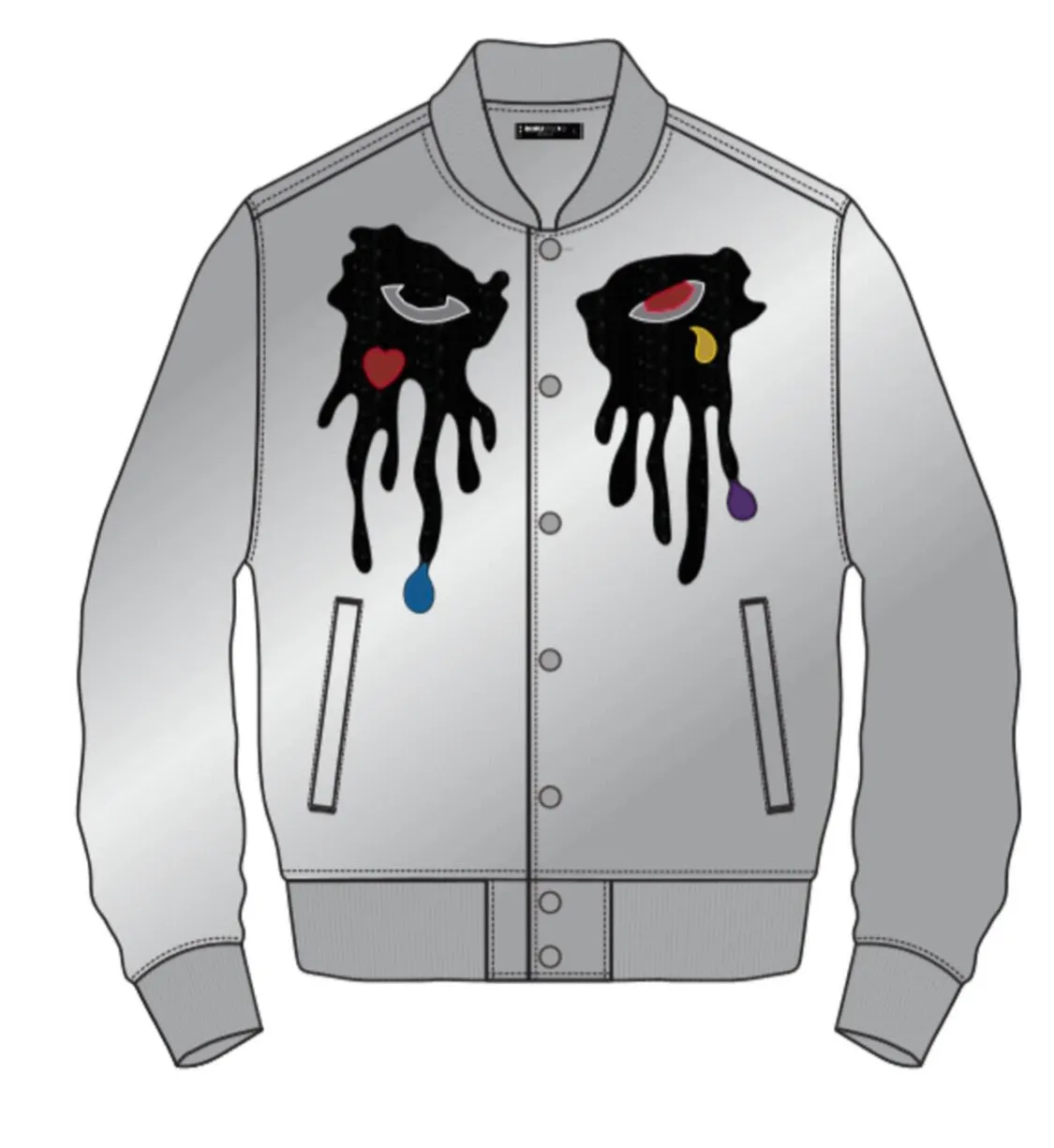 Roku Men’s Rhinestone Button Up Bomber Jacket sold by Unleashed Streetwear product image thumbnail 3