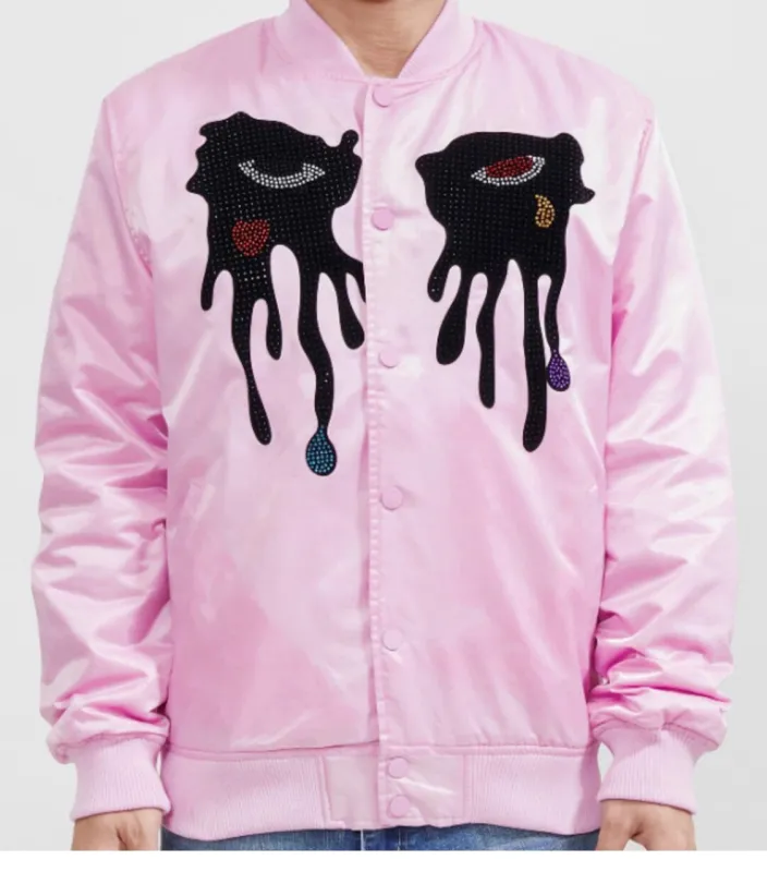Roku Men’s Rhinestone Button Up Bomber Jacket sold by Unleashed Streetwear