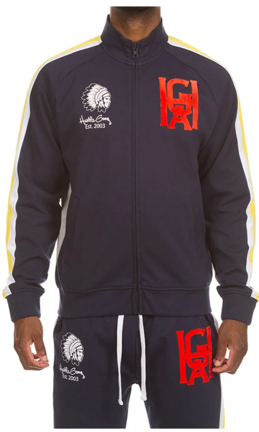 Hustle Gang Men’s Stripe Sweatsuit 2 Piece Set sold by Unleashed Streetwear