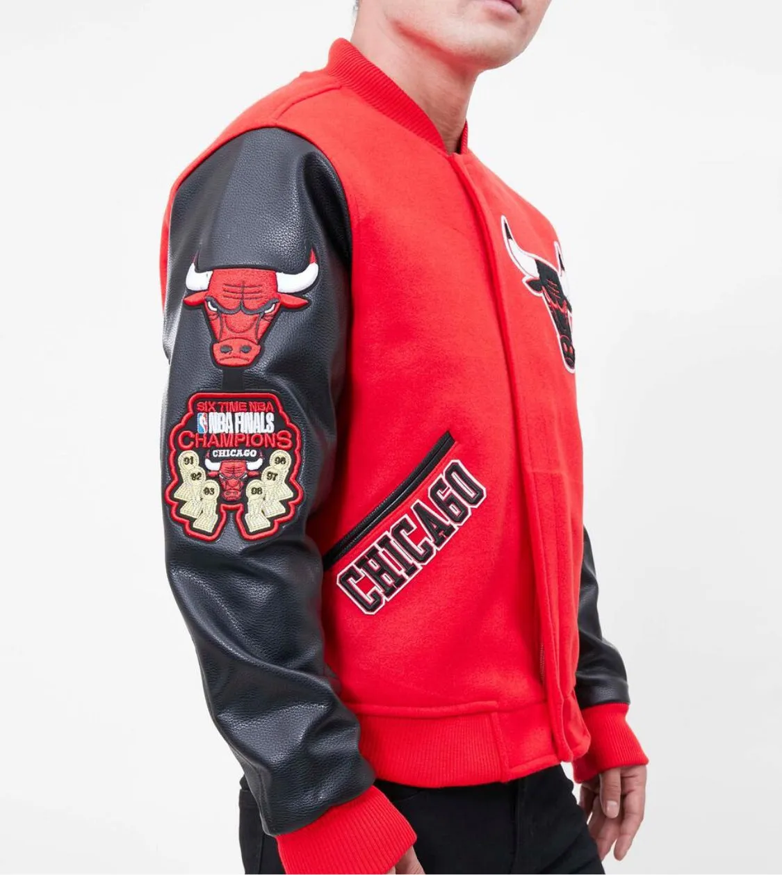 Pro Standard Red Chicago Bulls Bomber Jacket sold by Unleashed Streetwear
