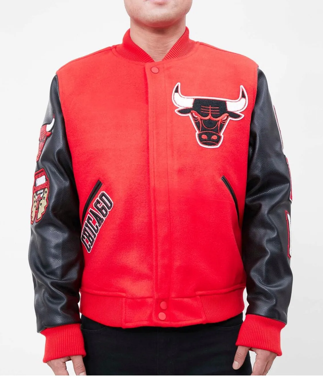 Pro Standard Red Chicago Bulls Bomber Jacket sold by Unleashed Streetwear product image thumbnail 4