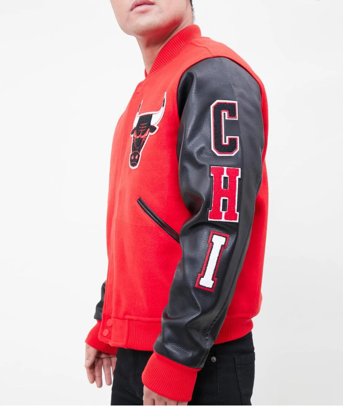 Pro Standard Red Chicago Bulls Bomber Jacket sold by Unleashed Streetwear product image thumbnail 2