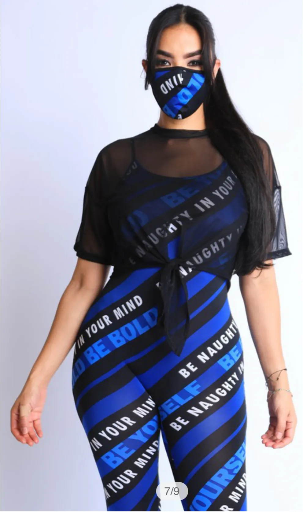 Women’s Blue Black Striped 3 Piece Set sold by Unleashed Streetwear