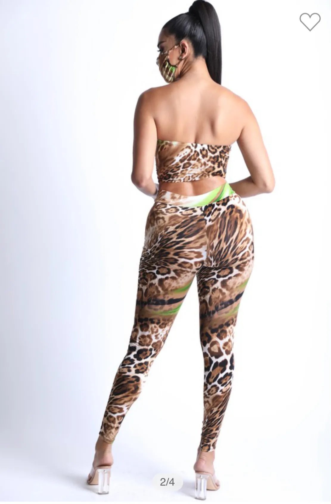 Women’s Animal Print Green 3 Piece Set sold by Unleashed Streetwear product image thumbnail 2