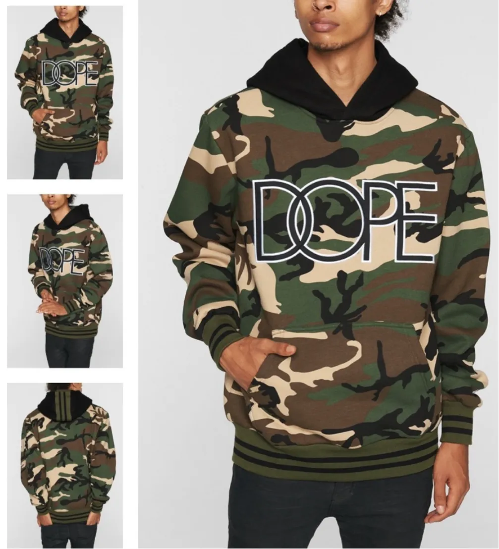 Men’s DOPE Army Fatigue Camo Hoodie Hooded Sweatshirt sold by Unleashed Streetwear