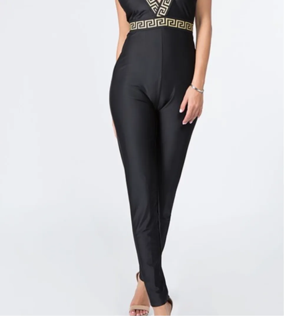 Women’s Black Gold Chain Plunging Jumpsuit sold by Unleashed Streetwear product image thumbnail 4