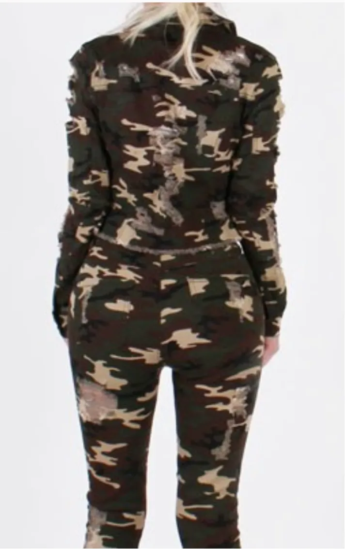 Women’s Camo 2 Piece Jean Jacket Set sold by Unleashed Streetwear product image thumbnail 3