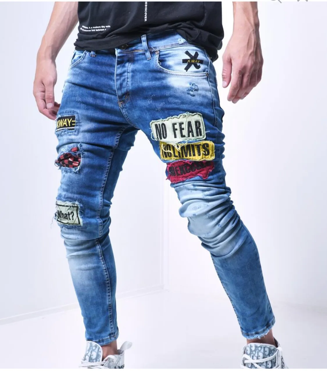 Sernes Brand Men’s Patch Detail Jeans Pants sold by Unleashed Streetwear product image thumbnail 2