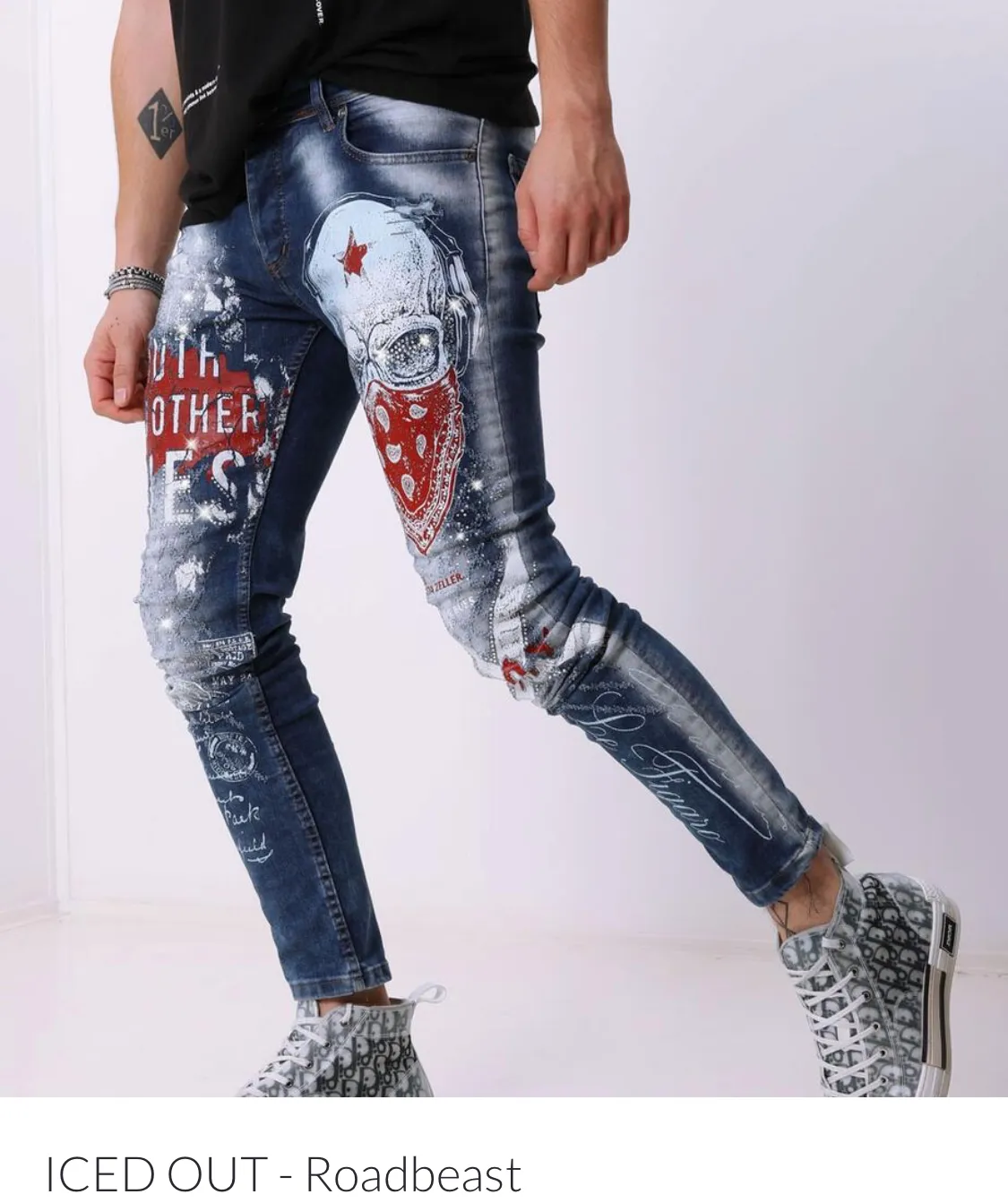 Sernes Brand Men’s Iced Out Rhinestone Jeans Pants sold by Unleashed Streetwear product image thumbnail 4