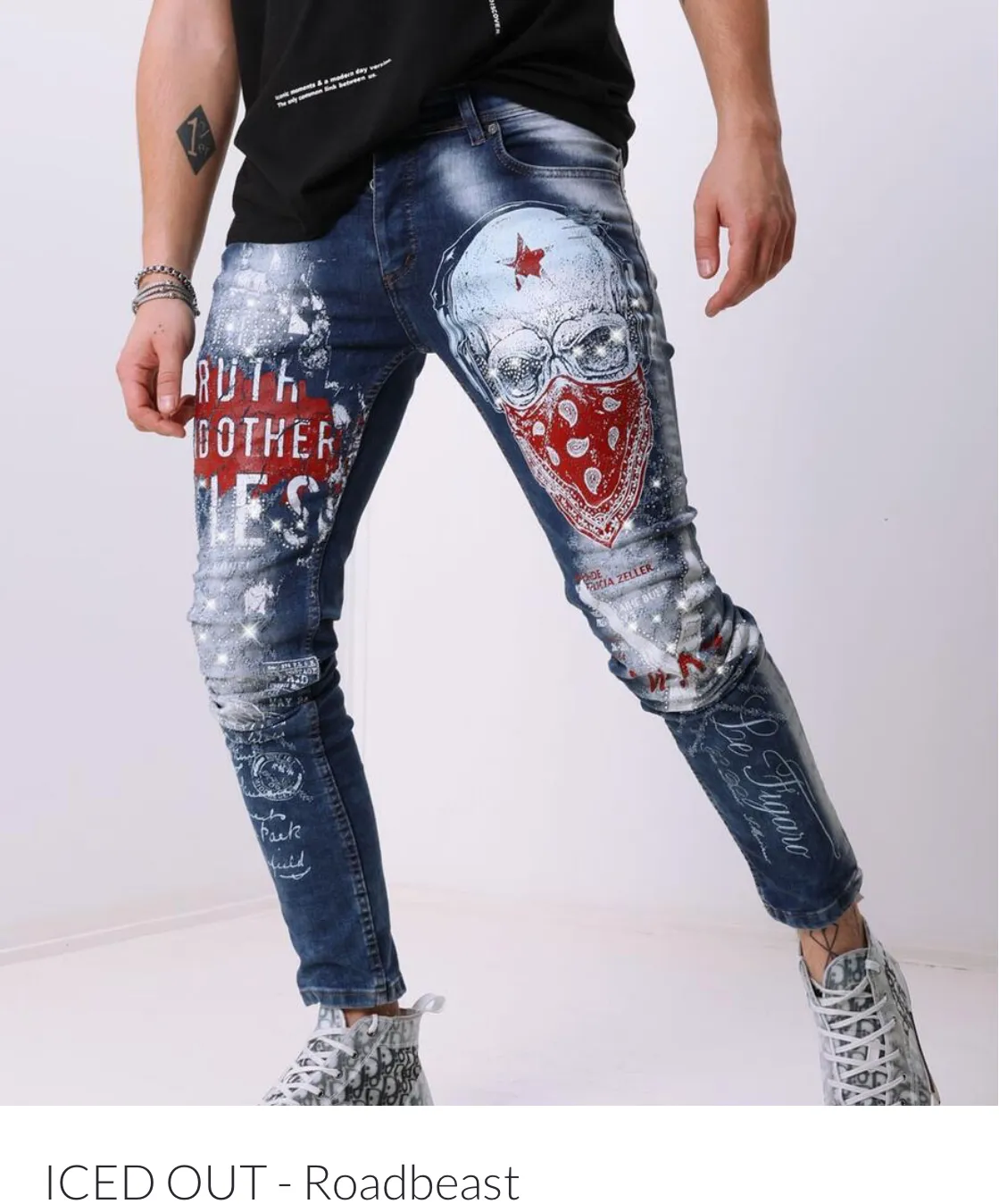 Sernes Brand Men’s Iced Out Rhinestone Jeans Pants sold by Unleashed Streetwear