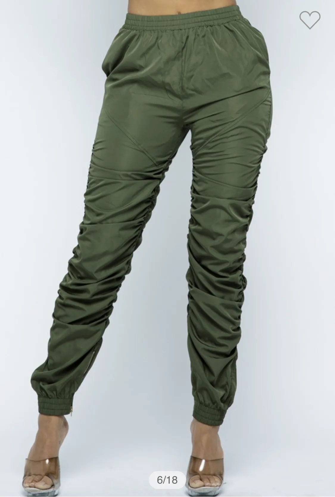 Olive Green Stack Pants Stretchy sold by Unleashed Streetwear product image thumbnail 3