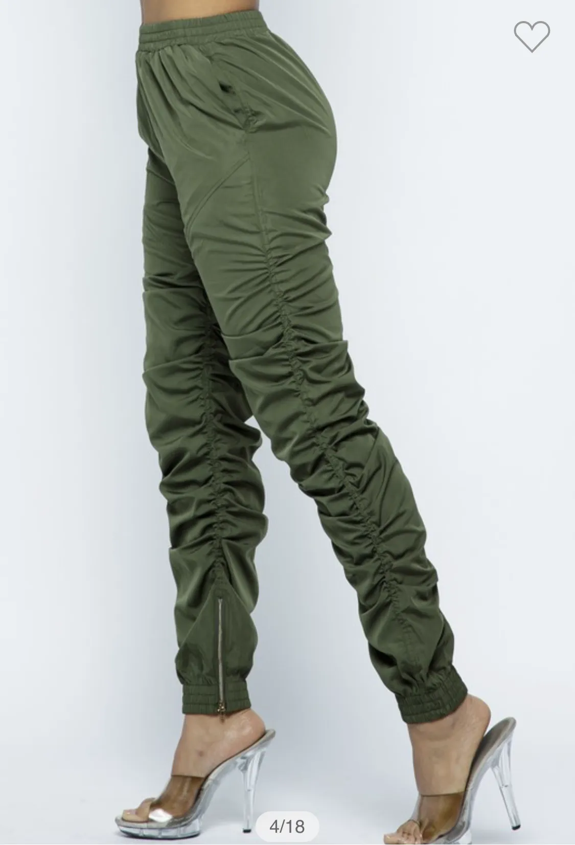 Olive Green Stack Pants Stretchy sold by Unleashed Streetwear product image thumbnail 2
