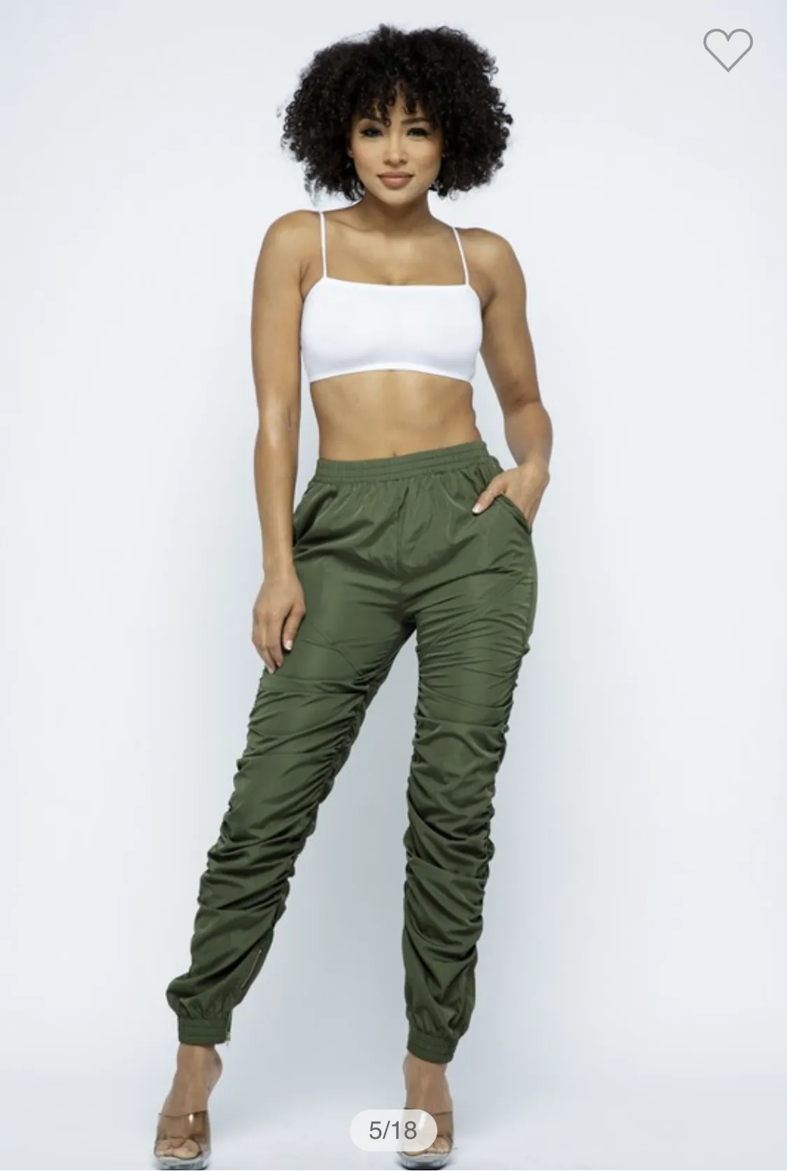Olive Green Stack Pants Stretchy sold by Unleashed Streetwear