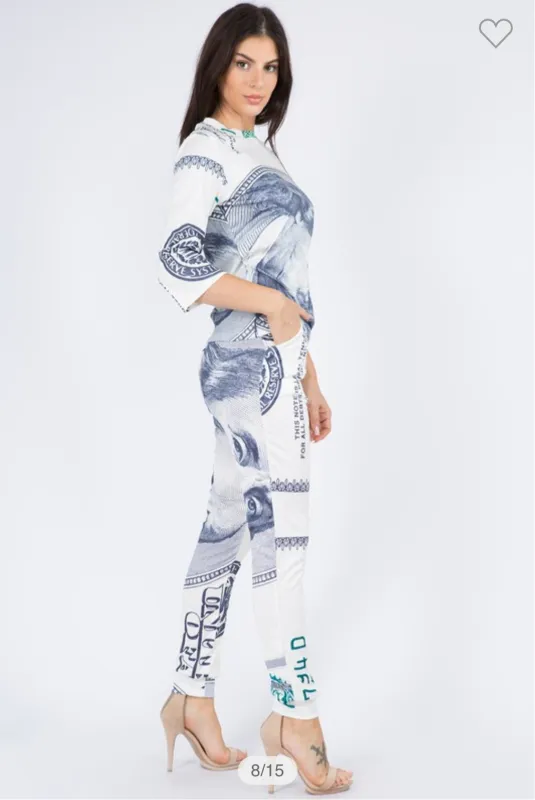 2 Piece Money Dollar Print Pant Set sold by Unleashed Streetwear